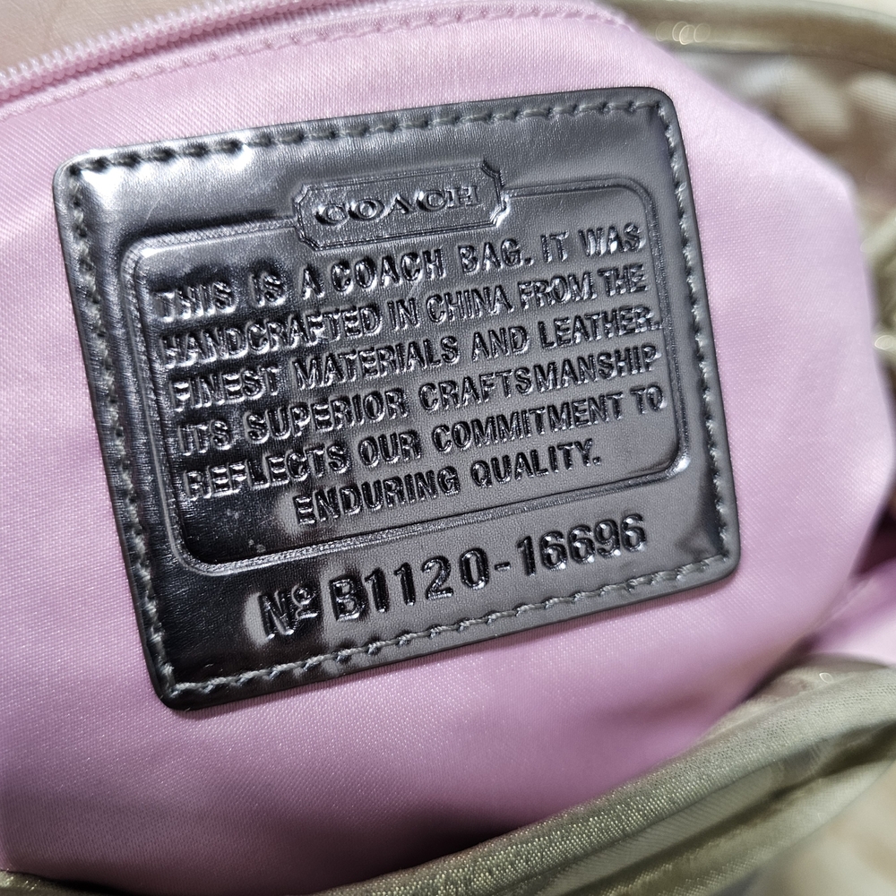 Y2k Coach Mini Backpack Poppy Signature Sateen Lurex SV Light Khaki Gold 16696 - Picture 2 of 6